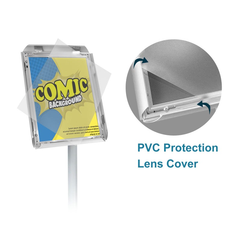 IN WHICH BAY Adjustable Pedestal Poster Sign Stand with Heavy Duty Base Sign Holder Aluminum Snap Open Frame for 8.5 x 11 inches Both Vertical and Horizontal View Displayed Used for Living and Business(Silverï¼‰ - Image 3